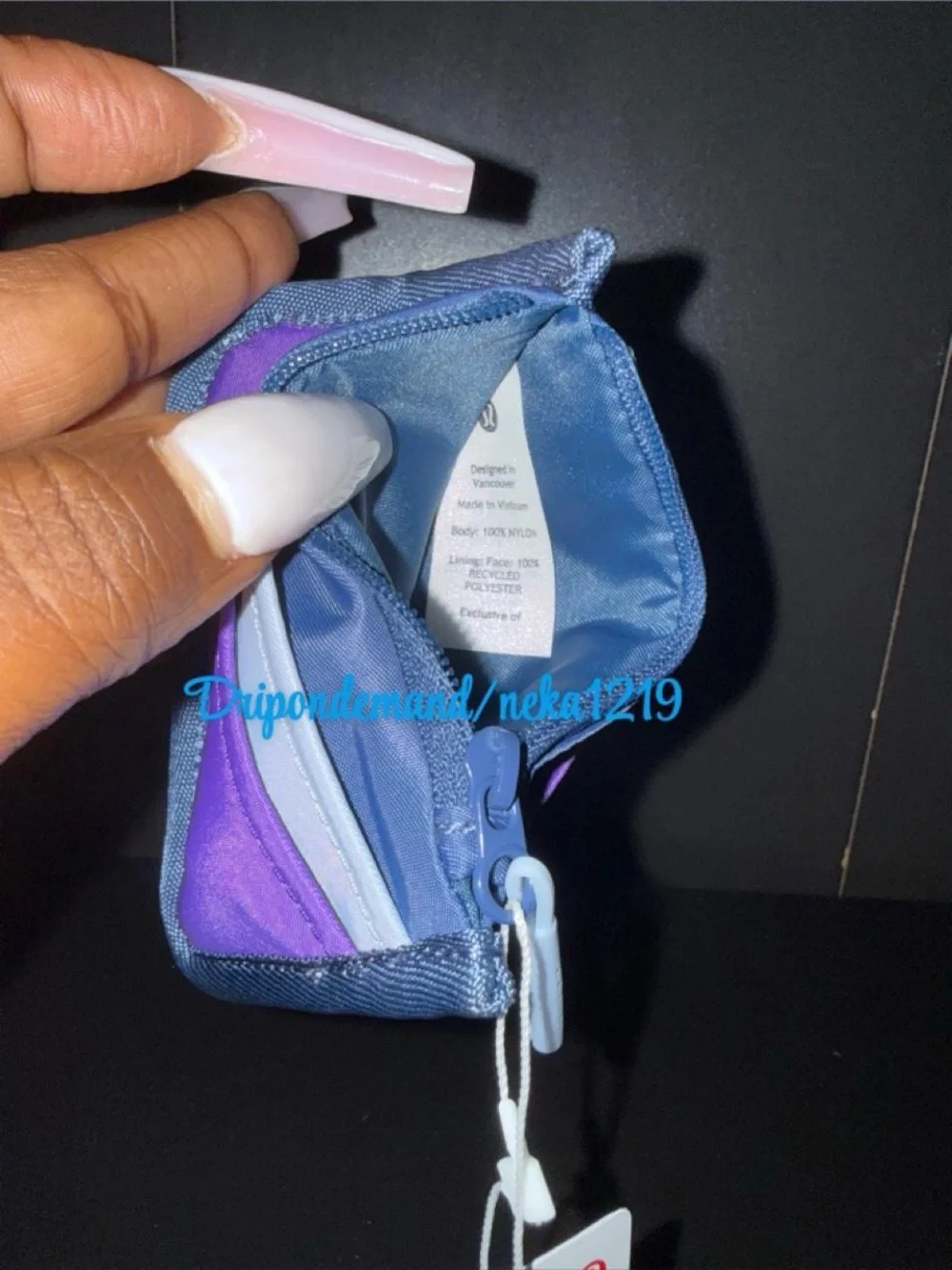 Lululemon True Identity Card Case- Pitch Blue/Blue Linen/Atomic Purple